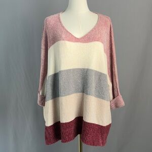 She + Sky Colorblock Cozy V-Neck Sweater